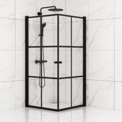 Dusjdører Tiana Black 90 X 190, 2 Stk